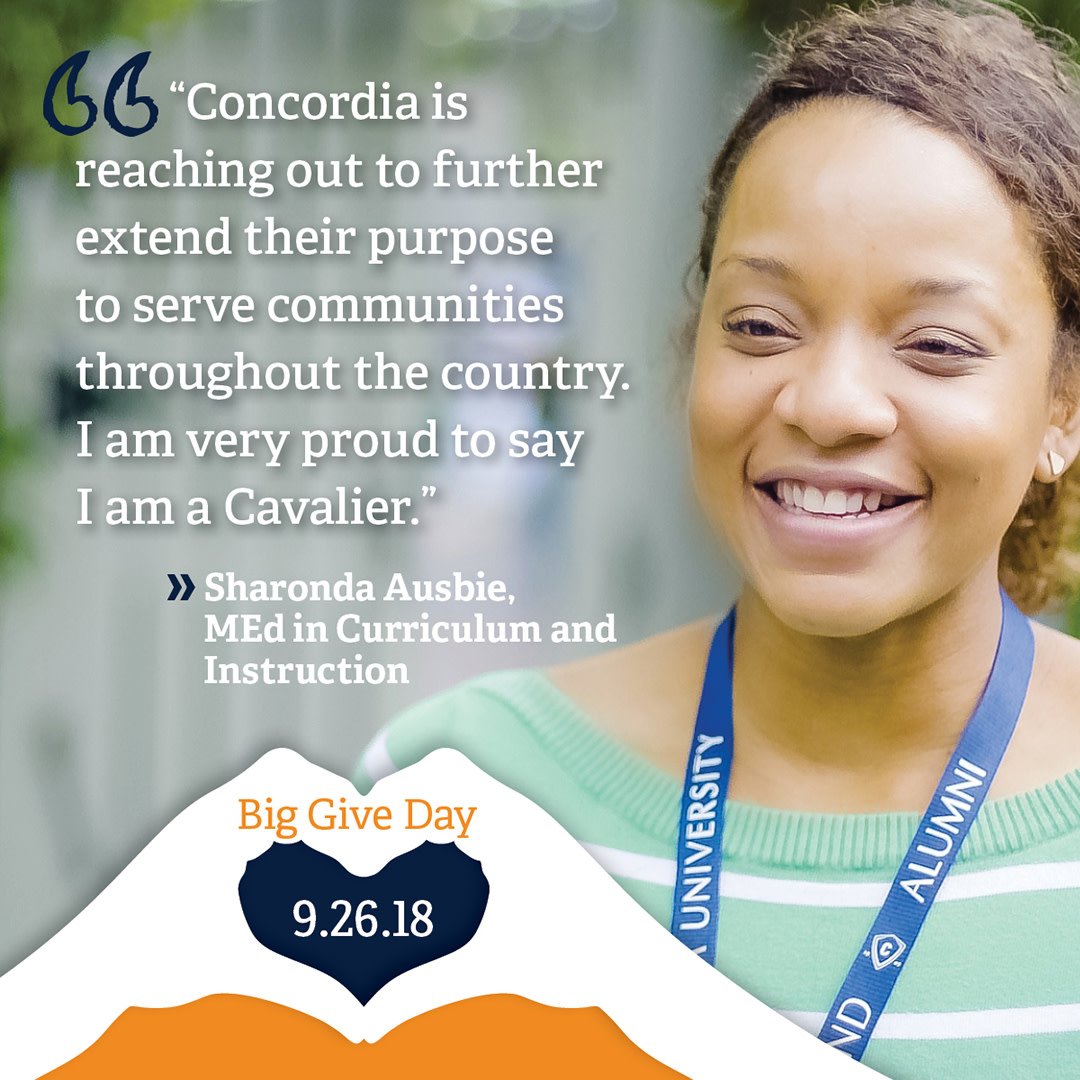 concordiaonline's tweet photo. It’s #BigGiveDay, and you can help Concordia University support aspiring teachers. Your gift to the College of Education today will be matched up to $750 at https://t.co/NfVrMuf7Wv. 
#cugives https://t.co/BDXaaqqolr