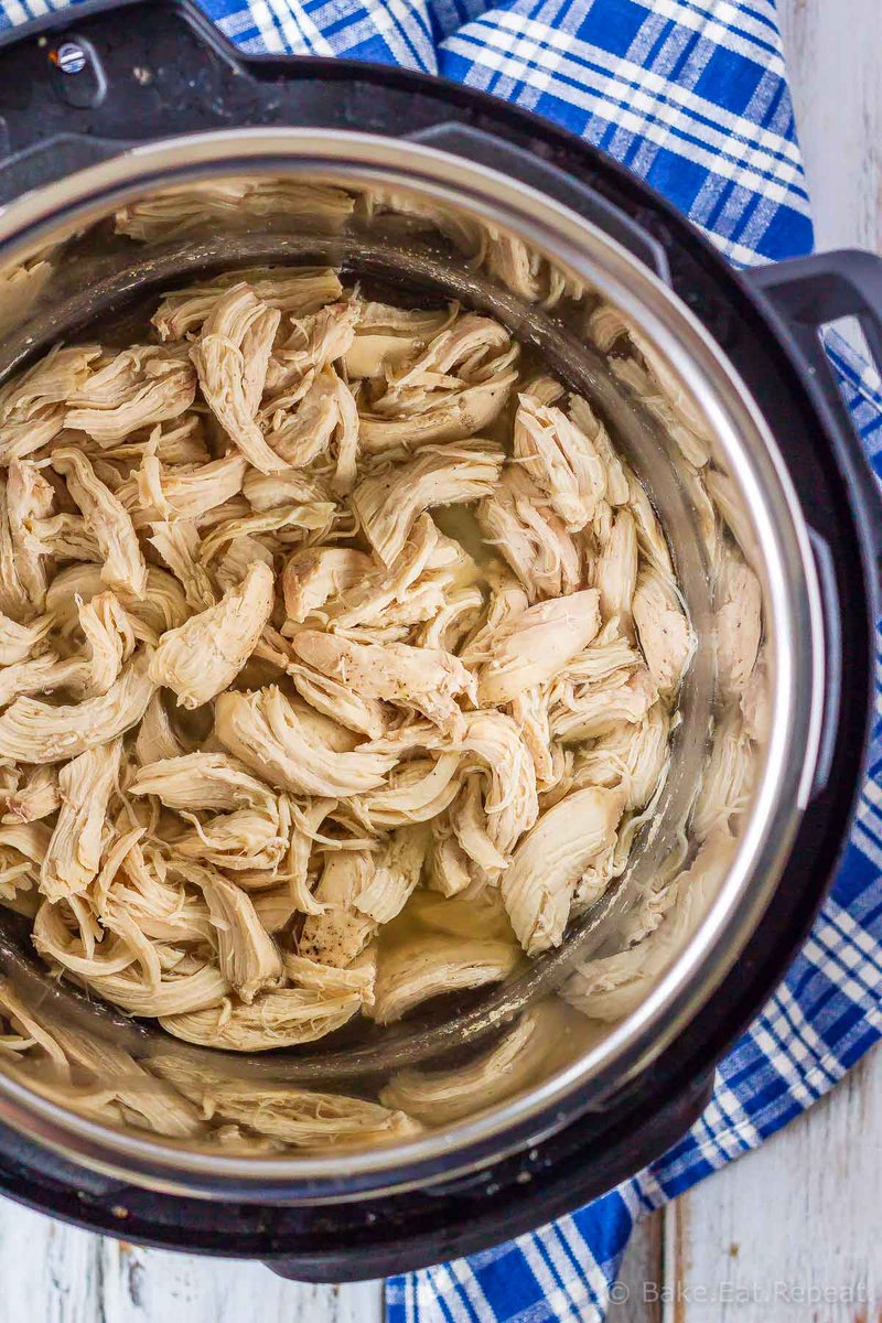 Easy to make, #InstantPot shredded #chicken - you can pressure cook chicken breasts for cooked, shredded chicken in minutes - with fresh or frozen chicken! ow.ly/82N530lZ9fp