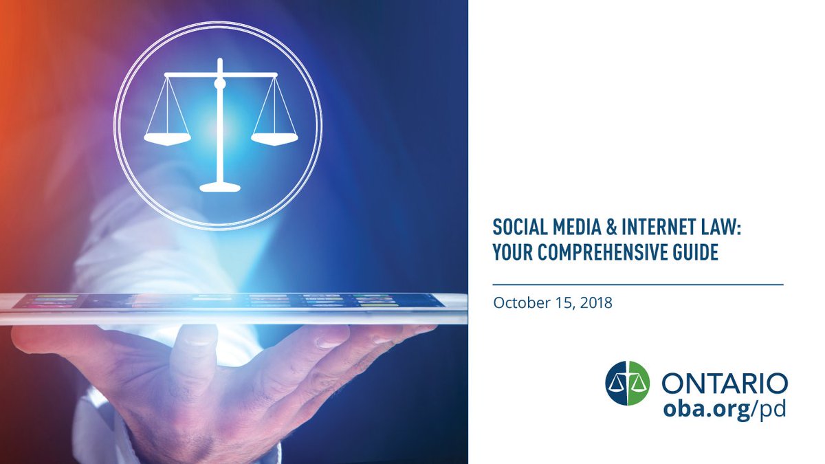 OBAlawyers's tweet photo. Get the latest updates to the newly released edition of Social Media and Internet Law – Forms and Precedents. Hear from @lipkus, @ashlee_froese, @RyanEdmondsLaw, @InnaKoldorf, @jmcrookston, @ipatents, @DanielBrownLaw & more. See full line up here: https://t.co/4NtQFhU4o4 #OBAip https://t.co/xOfXExdS62
