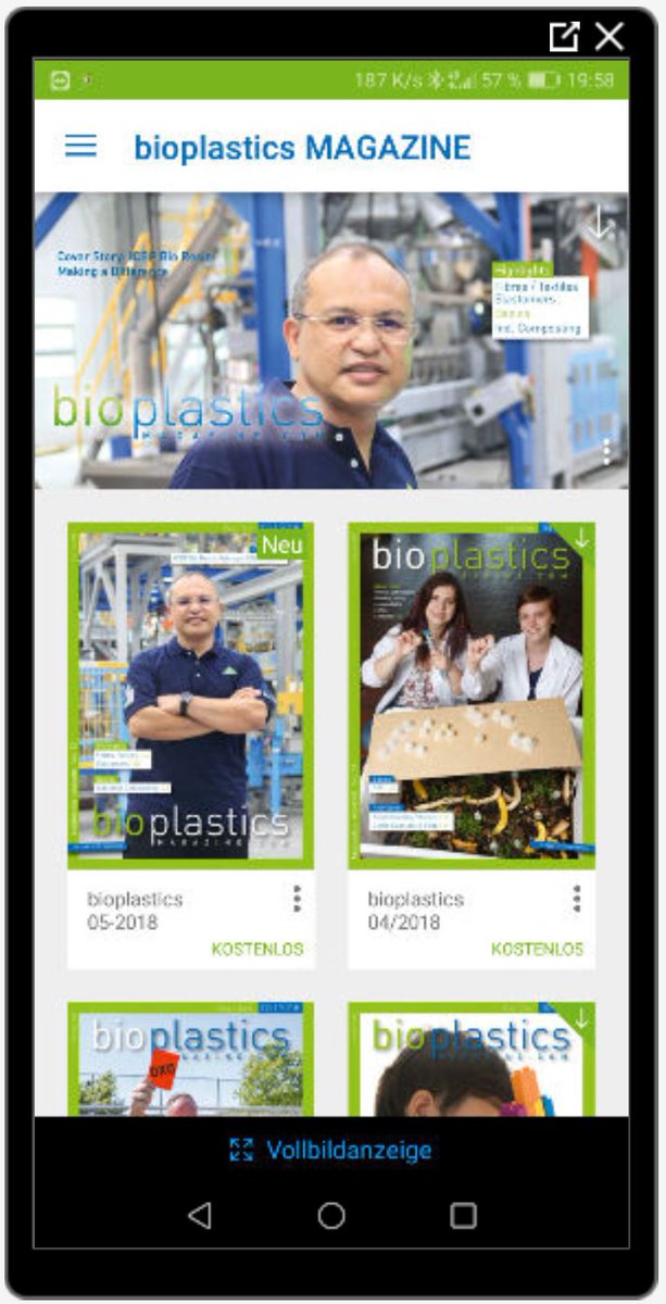 The new issue of bioplastics MAGAZINE 05/2018 is also available now on our smartphone/tablet app bioplasticsmagazine.com/en/app/index.p… … … free of charge!