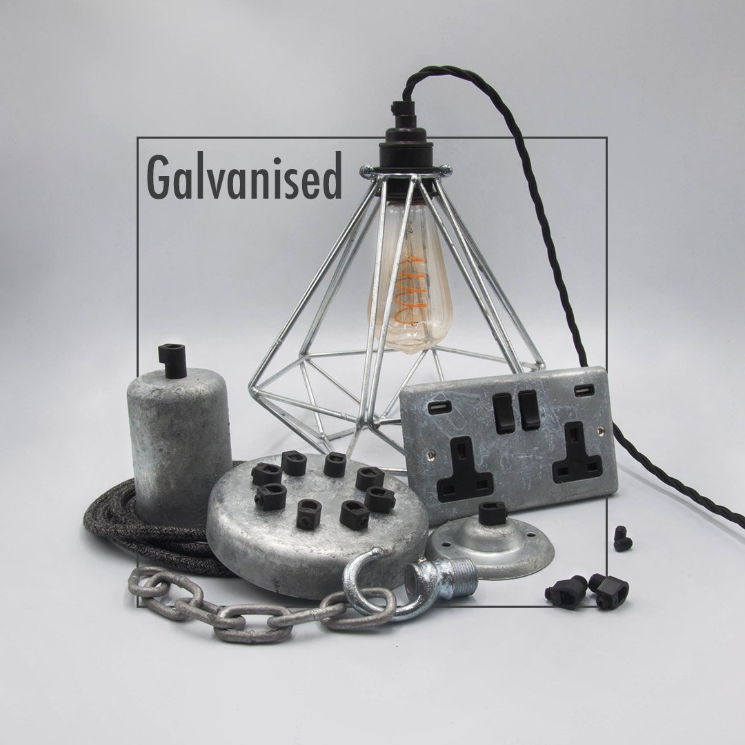 Here is our Galvanised collection! Available across a wide range of our products, from sockets through to bulb holders! 
.
. 
.
#interiordesign #theworkshopbelow #jamjarlights #homedecor #lighting #designinspo #ukmade #industrialdesign #interiorista #independentbirmingham
