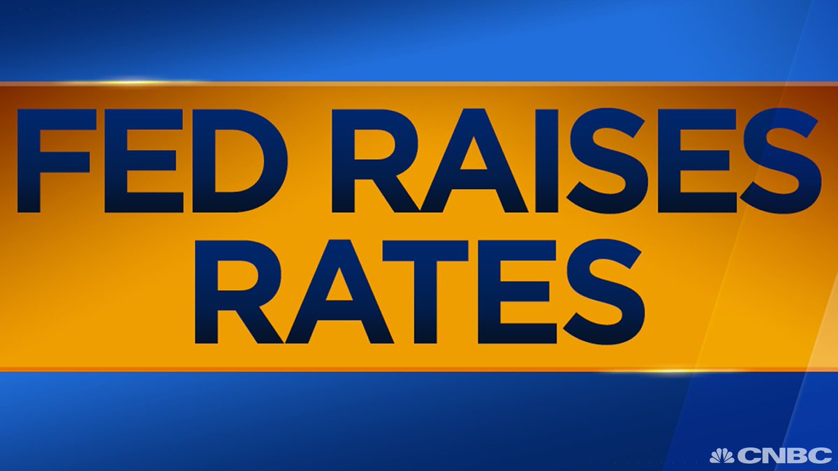 CNBCnow's tweet photo. BREAKING: Federal Reserve raises interest rates 
https://t.co/HOiAlO1Rz6 https://t.co/RSmUcRMJ4a