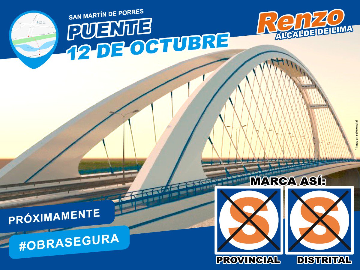 pps_peru's tweet photo. En SAN MARTÍN DE PORRES
PUENTE 12 DE OCTUBRE
#OBRASEGURA
#PUENTESEGURO
#RenzoAlcaldeDeLima https://t.co/vX2vmVoUJv