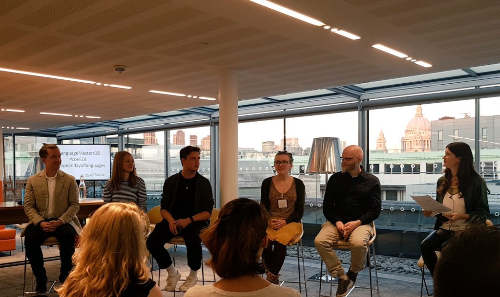 dk_osei's tweet photo. The polyglottiest of panels ever! They speak over 30 different languages and are sharing their language learning expertise with us. #languagemasters18 #coeEDL https://t.co/rJJB34n7j4