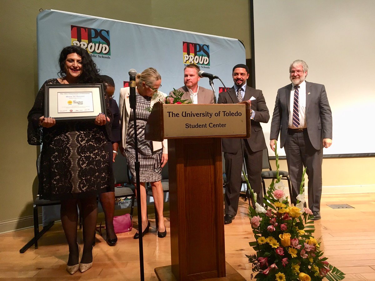 SBOEOhio's tweet photo. Honored to present Mona Al-Hayani with the 2019 Ohio Teacher of the Year award! She challenges, prepares &amp; empowers her students to become active &amp; engaged members of society. We are incredibly lucky to have this exceptional educator in Ohio! #OhioTotY #OhioLovesTeachers #OhioEd https://t.co/ckCXUk1w7s