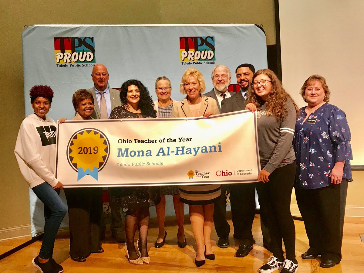 SBOEOhio's tweet photo. Honored to present Mona Al-Hayani with the 2019 Ohio Teacher of the Year award! She challenges, prepares &amp; empowers her students to become active &amp; engaged members of society. We are incredibly lucky to have this exceptional educator in Ohio! #OhioTotY #OhioLovesTeachers #OhioEd https://t.co/ckCXUk1w7s
