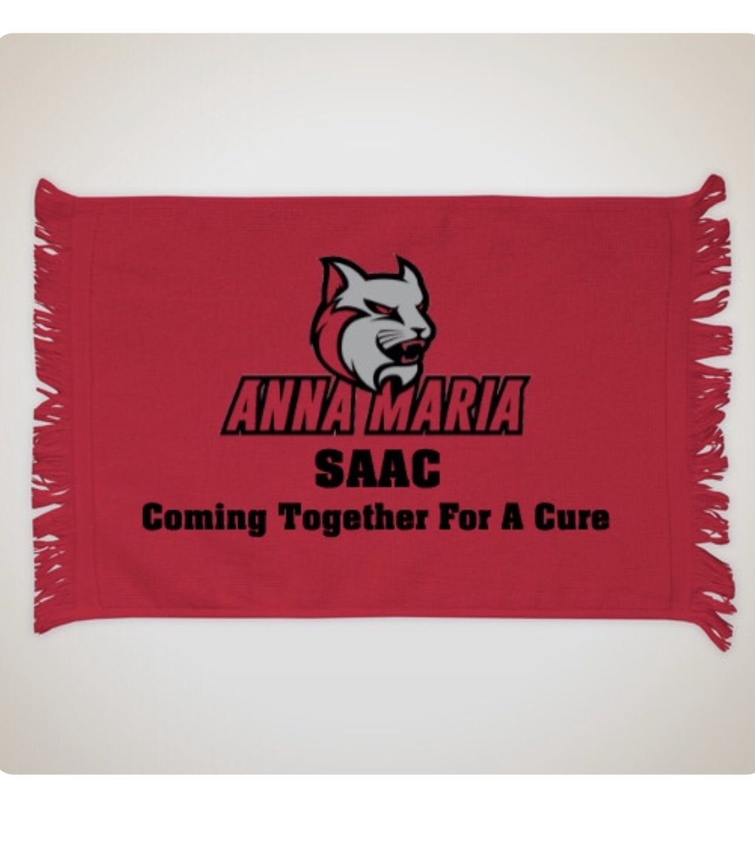 AnnaMariaSAAC's tweet image. On campus this weekend? Come out and support the Football team at 12pm, but before watching the game make sure you purchase this rally towel. All proceeds will go to help Pediatric Cancer! #RingTheBell #GoAmcats