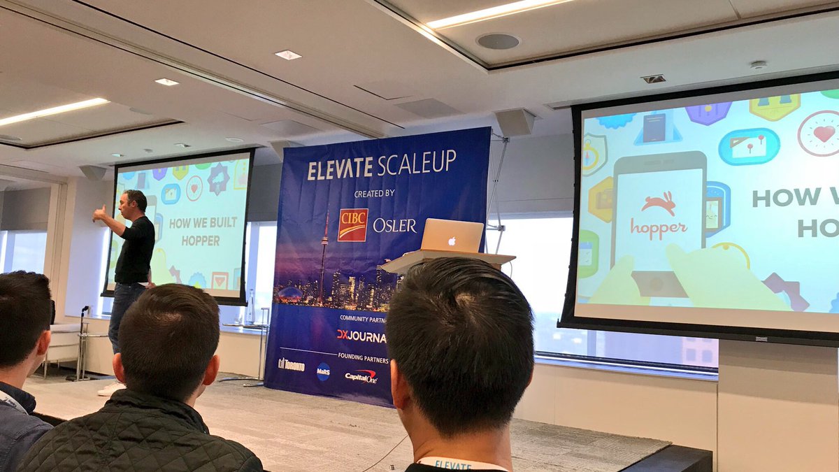 sharetheupside's tweet photo. In awe of @fredlalonde and @hopper’s commitment to sharing their success with their community; honouring a pioneer and paying it forward through the Derek Smyth Memorial Foundation in support of @sickkids. #ElevateScaleup #ElevateTechFest https://t.co/UklCqQ5Eeo