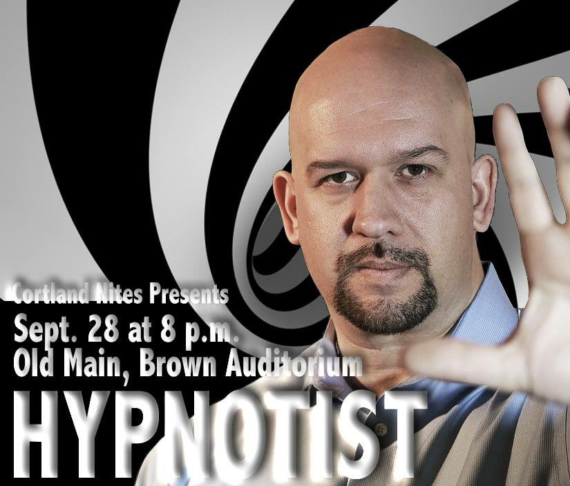 CortlandNites's tweet photo. Don’t miss hypnotist Paul Ramsay this Friday night in Brown Auditorium!!! #cortlandnites https://t.co/LKYtHPEgNs