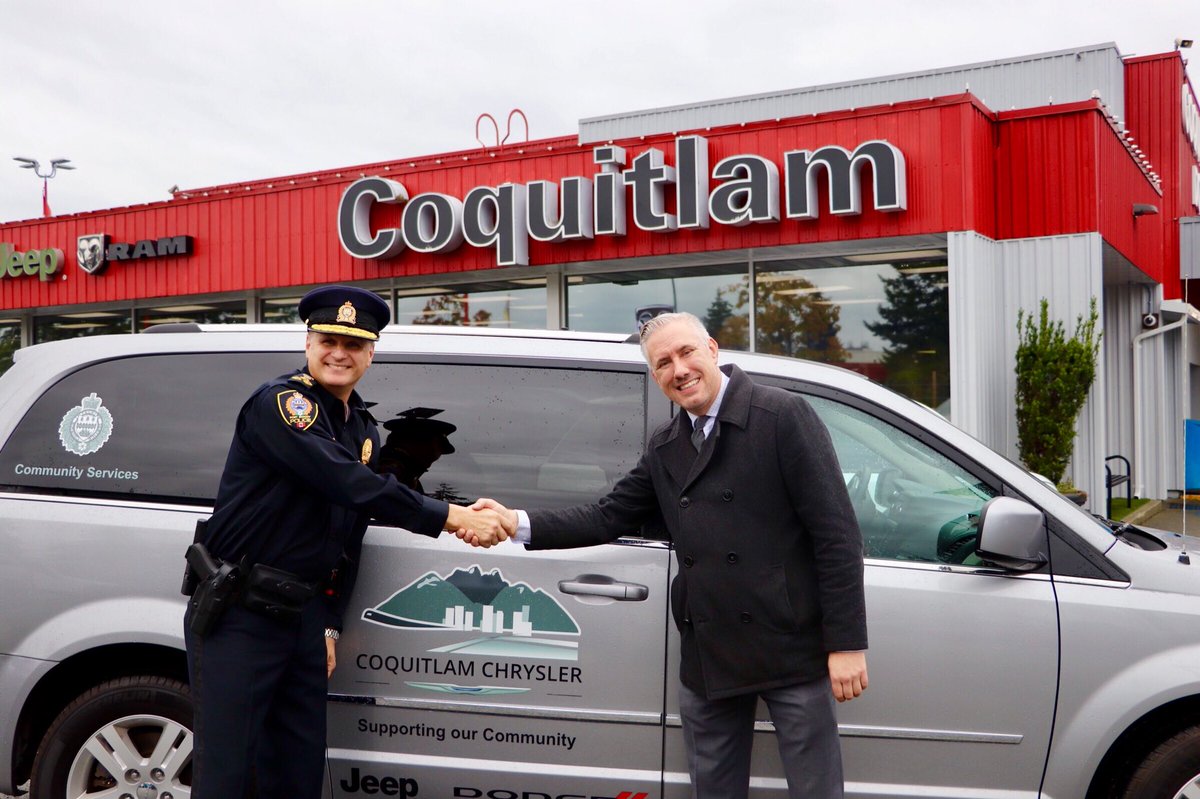 PortMoodyPD's tweet photo. We are so lucky to have such amazing Community Partners as @coqchrysler. Thank you for generously donating the use of a Chrysler van. Our Community Volunteers will put it to great use.
#CommunityPartners #SaferPoMo https://t.co/eqboj89nNF