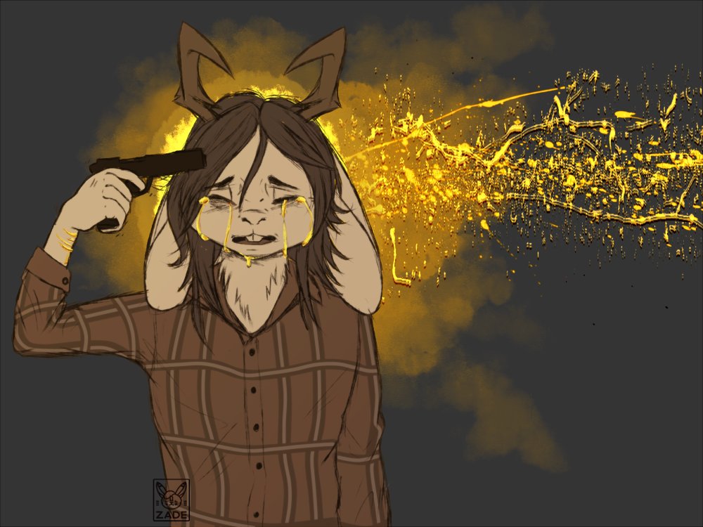 ZadeHatasu's tweet photo. TW: suicide, blood, selfharm
Commission for Itrami for #GoldenScars project created for #YellowSeptember
I am not stimulating or encouragind suicide in any way or form, this is just an artistic representation of the client's feelings. If you're feeling like this, seek help! https://t.co/vRYZjfLLrM