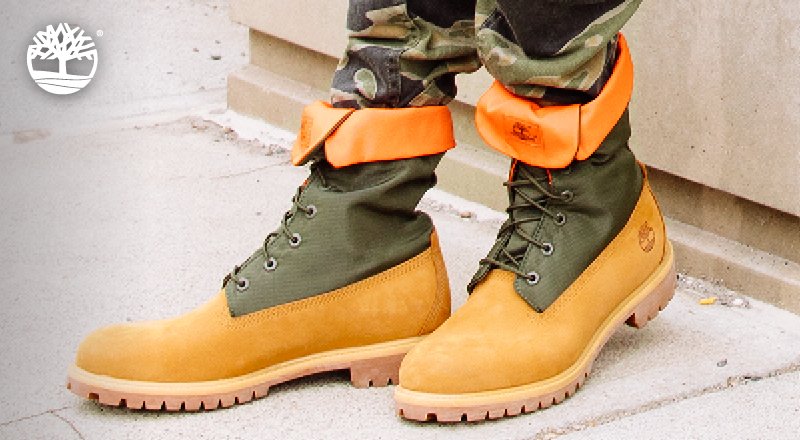 green and orange timberland