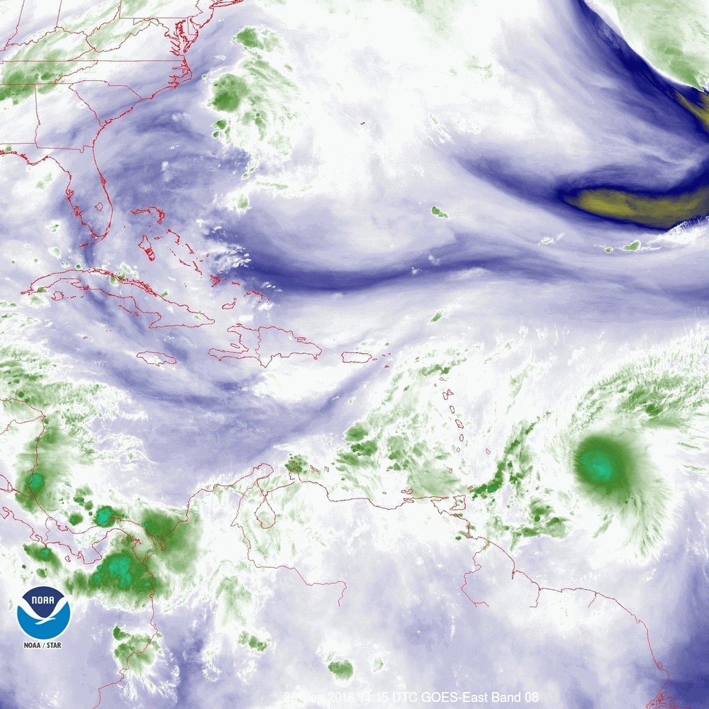 ecdWeather's tweet photo. 2PM
#KIRK STRENGTHENS SOME MORE BUT LITTLE ADDITIONAL CHANGE IN STRENGTH EXPECTED THROUGH THURSDAY

Location: 305MI EAST of Barbados
Winds: 60MPH max
Moving: West 18MPH
Pressure: 998MB

Tropical storm conditions are expected to first reach the warning area by Thursday afternoon. https://t.co/WXfmPNwtT1
