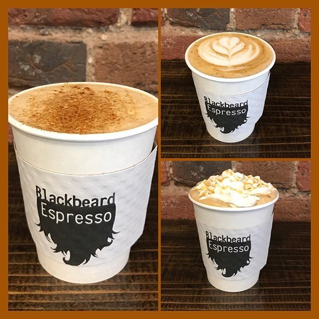 BlackbeardEspre's tweet photo. Our Fall lineup is here! Stop in soon for a hot Caramel Apple Cider, Pumpkin Spice Latte, or Cafe Miel. They’re all fantastic, and each pair nicely with sweaters, bonfires, and football. #coffeeshop #louisville #kentucky #coffee #latte #psl #miel #applec… https://t.co/NrANAlwDeb https://t.co/BPM3TGn9wi