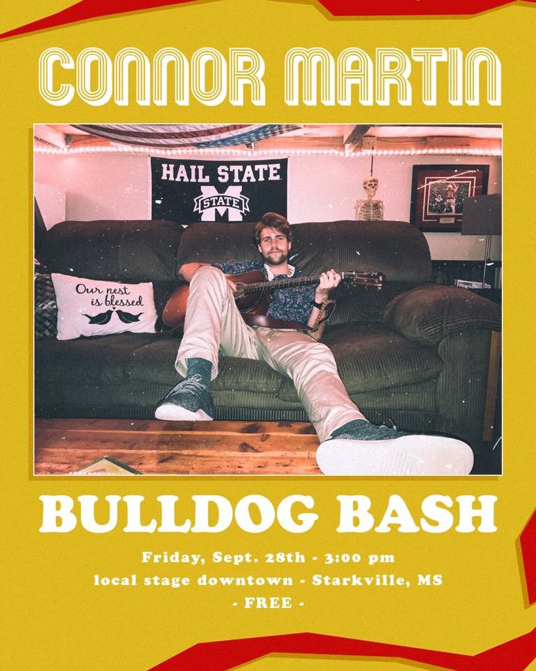 Need some entertainment Friday before Bulldog Bash kicks off? Come stop by the local stage and see our brother Connor Martin perform at 3:00pm.