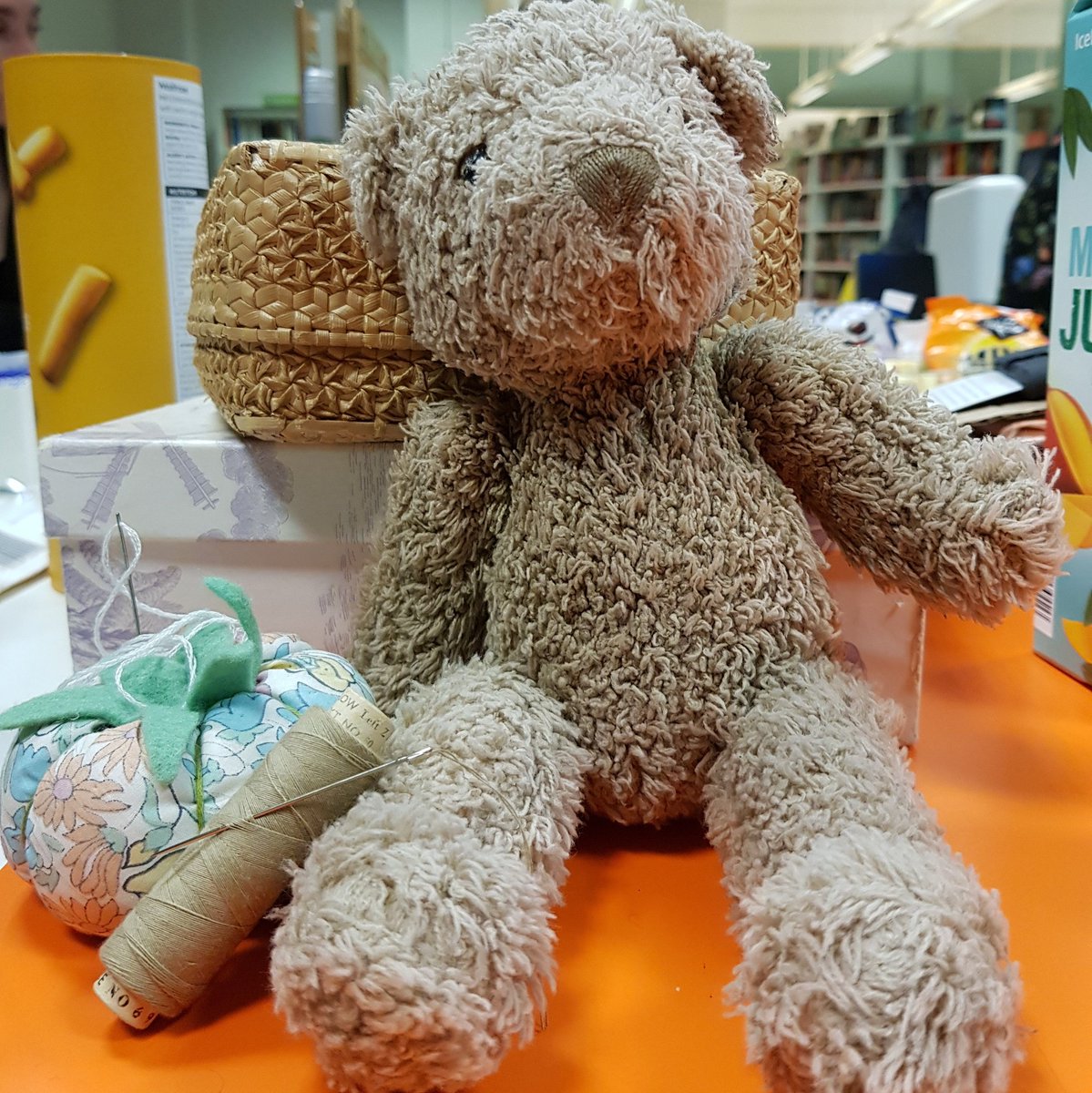 Our cutest mend to date at Mending Meet-up <a href="/libraryofthings/">Library of Things</a> 🐻😊 #lovedclotheslast #repairparty #crystalpalace #community