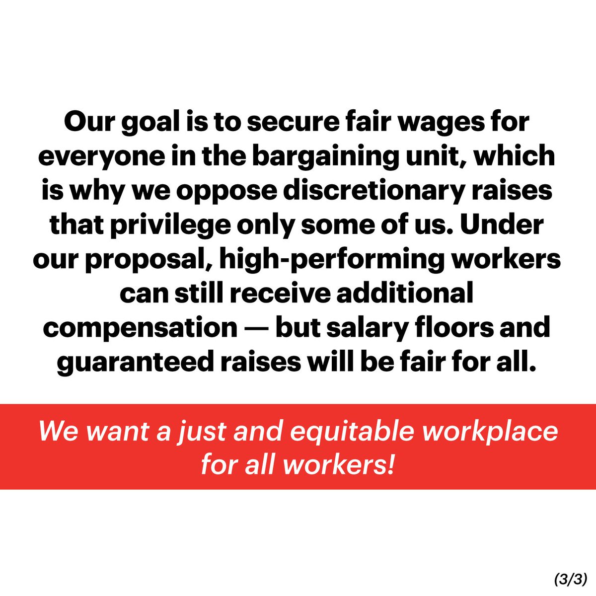 As we head back to the bargaining table tomorrow, we're prioritizing guaranteed wage increases for EVERYONE. Here's why: