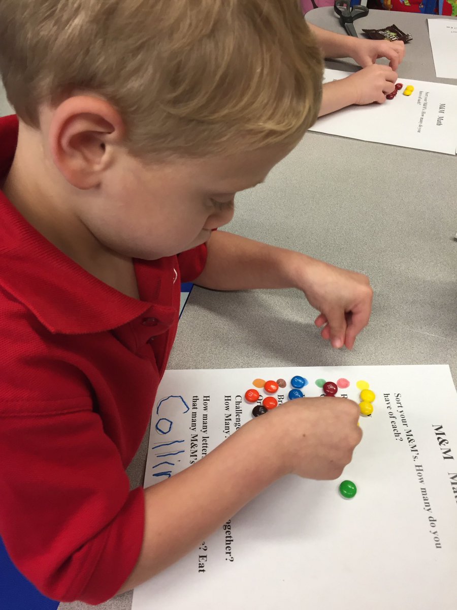 PKATeacher's tweet photo. M&amp;M math! Who knew math could be so delicious?! @stmsaints https://t.co/A0zCcvcvyD