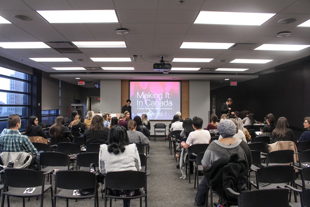 TMUFashionZone's tweet photo. Thank you to everyone who came out to #MakingItInCanada 2018 last night organized by @RUFashionZone, @RyersonCareer, and @FGIToronto ✨ https://t.co/irztq87Q9h