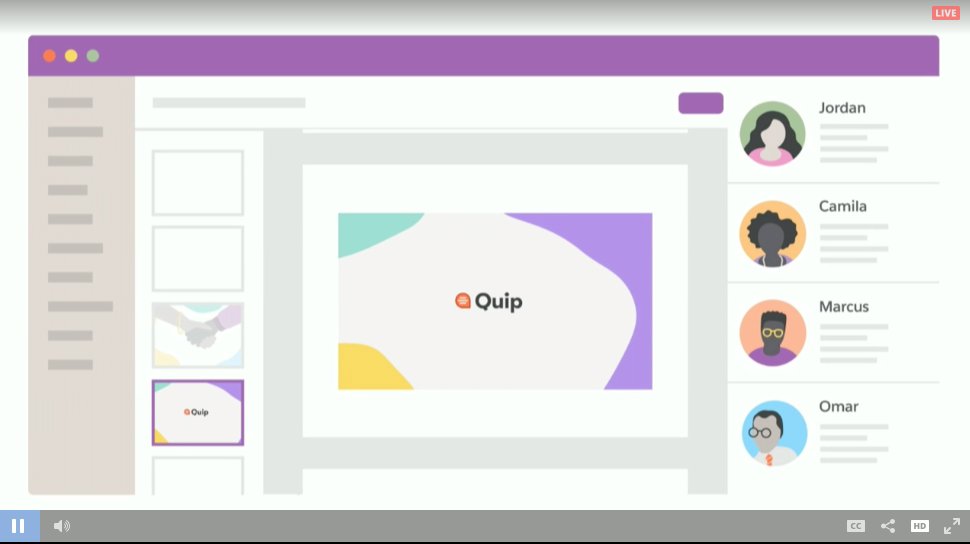 alanlepo's tweet photo. The new @Quip Slides is not designed as a replacement for creating presentations for main stage keynotes... but rather for the majority of decks used in meetings and status updates. 

#DF18 #futureofwork #socbiz #digitalcanvas #exmployeeexperience @Dreamforce https://t.co/O7E8lUXpru