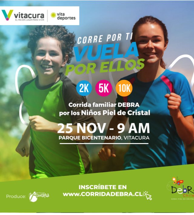 Te invitamos a participar en nuestra Corrida Debra, inscríbete y corre 2,5 o 10 K en corridadebra.cl