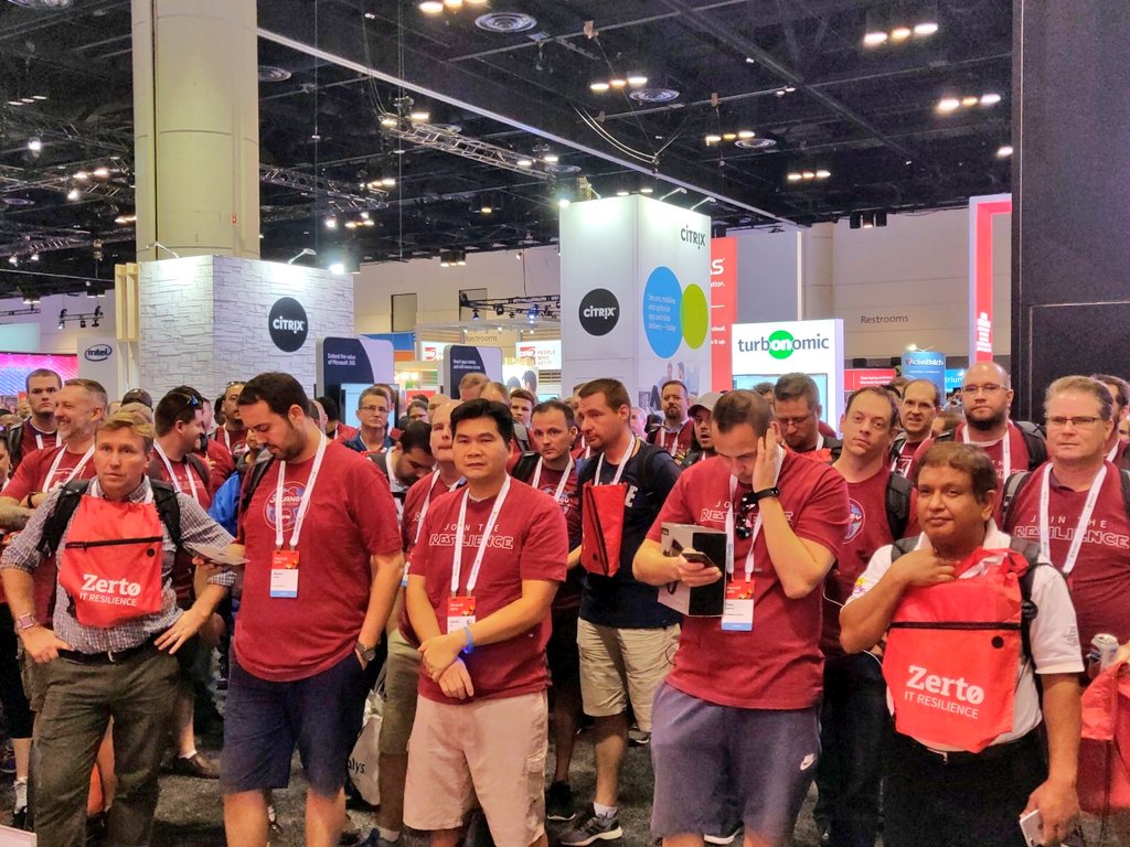 smblow's tweet photo. Getting crazy at the @Zerto booth today! #MSIgnite #redwed #ITResilience https://t.co/OYd0YH4wiw