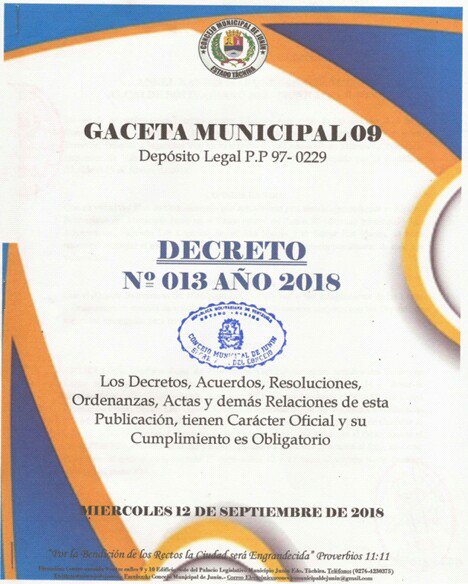 OmiBJunin's tweet photo. #ATENCIÓN #LEE el Decreto N° 013-2018 sobre el reordenamiento vial y declaración de zona de protección vial en los sectores del Centro de Rubio, en virtud del Plan de Ordenamiento que ejecuta @AlcaldiaBJunin 

#DESCARGA 
https://t.co/r2wuvYgz5S https://t.co/HO1C6ao72c