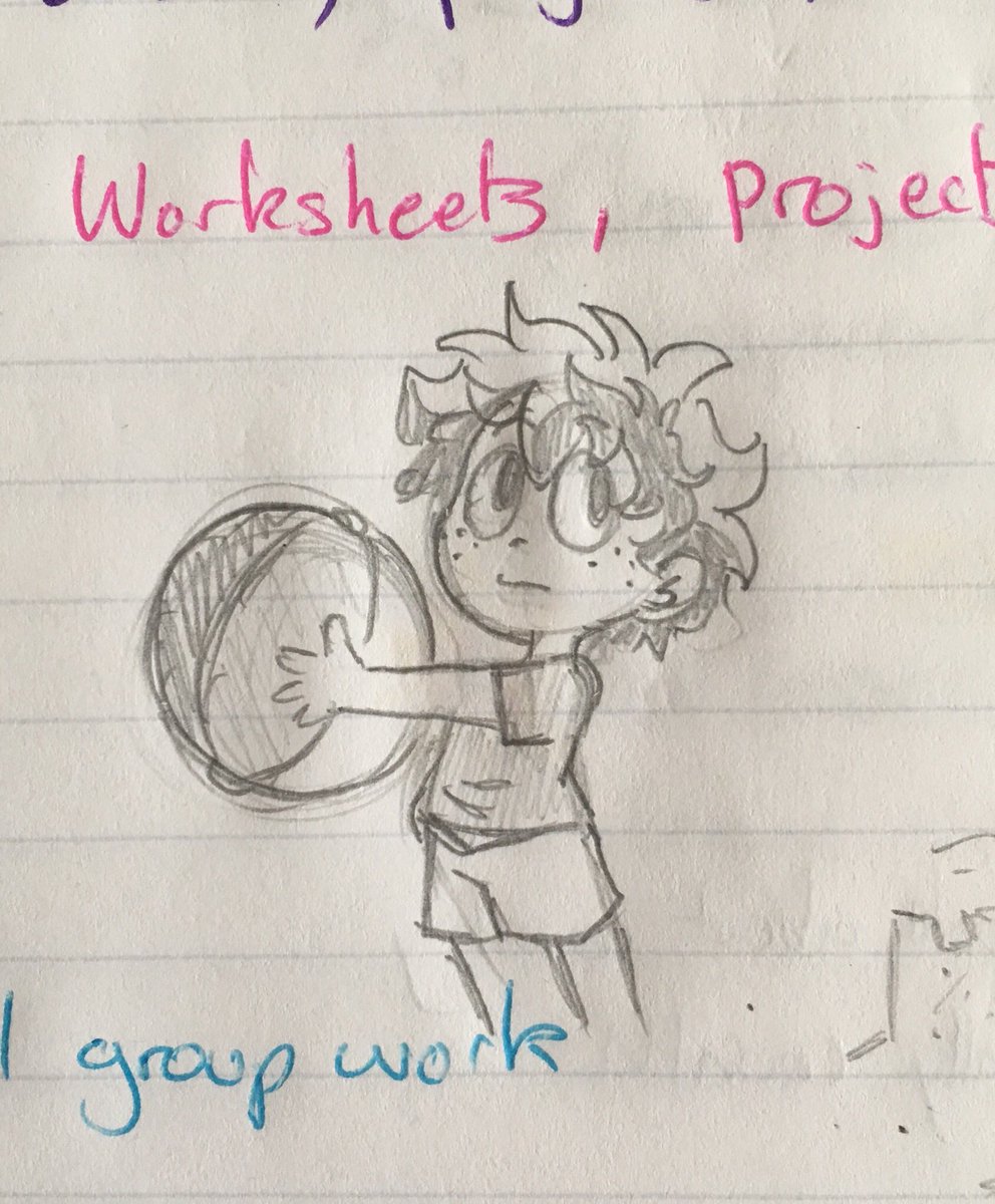 I made some beach baby Deku doodles during class today 