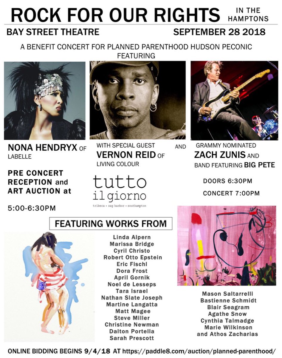 kfallon's tweet photo. Support Planned Parenthood Hudson Peconic! Tickets still available @BayStTheater. Reception and auction at Tutto il Giorno. Visit @Paddle8 to bid on artworks from Eric Fischer, Linda Alpert etc. https://t.co/nKc2ucdGH8