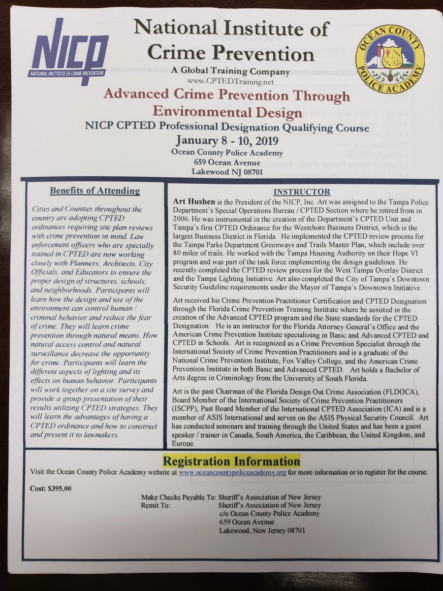 ManchesterPDNJ's tweet photo. Are you conducting School Safety &amp; Security Audits without comprehensive training? Advanced CPTED training provides the tools you need to successfully complete these audits.  Check out this great training coming to Ocean County NJ https://t.co/TUzKQRb7LJ