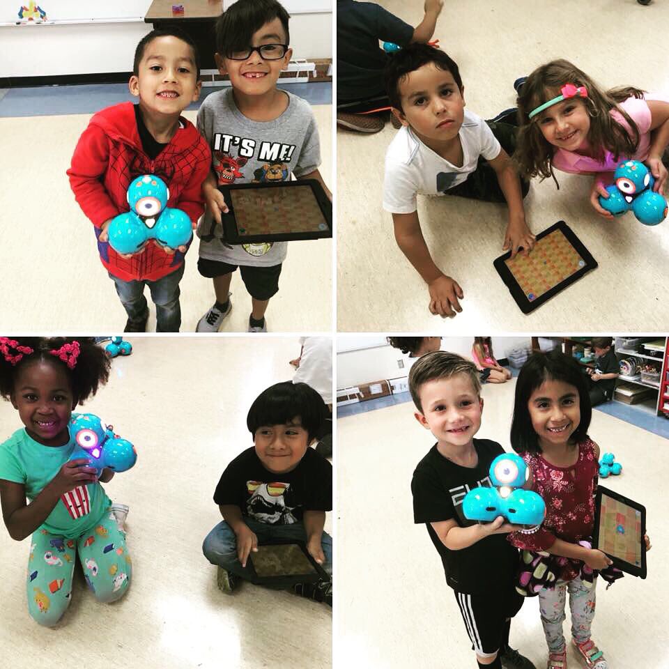 SteamSoCal's tweet photo. First Graders @SumacLSTEM learned to program robots! Thank You @CoffeeNancy our #LVUSD Tech Specialist, for bringing the DASH robots and i-pads. 
#STEMRobotics #SteamSoCal #SumacPride #lvusd #NGSSeducation #iteachstem #iteachsteam #elementarystem #ngsseducation https://t.co/MOy9jPP0Nf