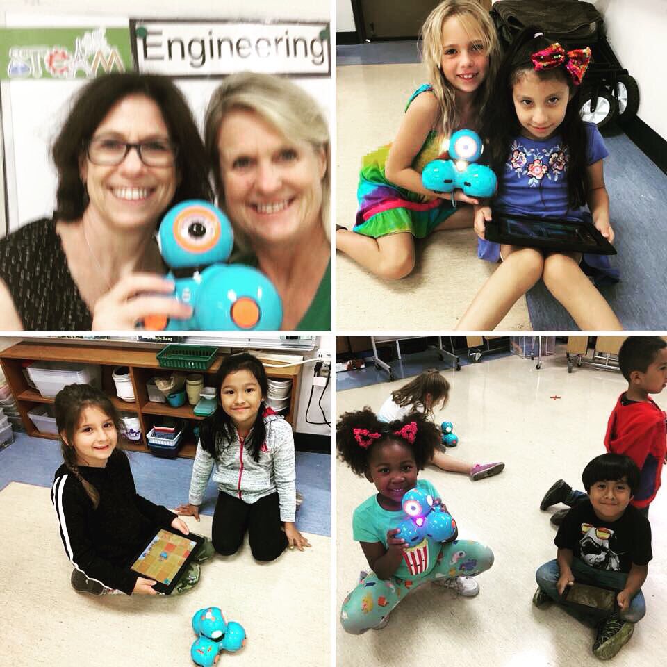 SteamSoCal's tweet photo. First Graders @SumacLSTEM learned to program robots! Thank You @CoffeeNancy our #LVUSD Tech Specialist, for bringing the DASH robots and i-pads. 
#STEMRobotics #SteamSoCal #SumacPride #lvusd #NGSSeducation #iteachstem #iteachsteam #elementarystem #ngsseducation https://t.co/MOy9jPP0Nf