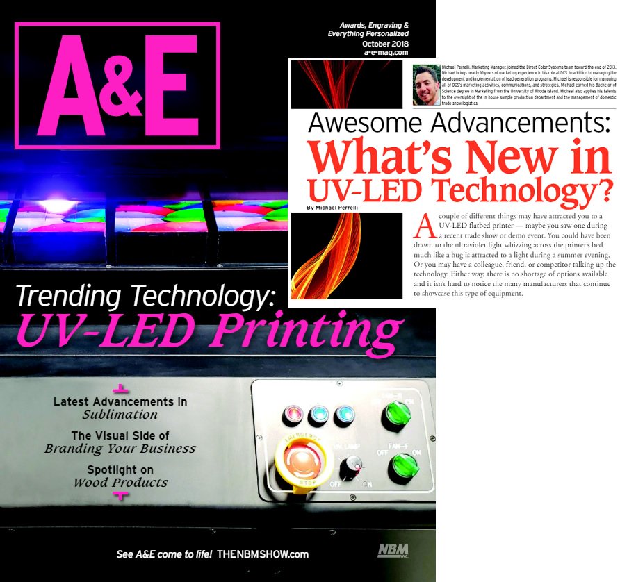 DCS_US's tweet photo. Check out the latest issue of @AEmagazine where Michael Perrelli, #DCS Marketing Manager, wrote an article on the latest trends in UV LED printing. Give it a read and let us know what you think: https://t.co/B3O2P6A637
#DirectColorSystems #UVPrinting #PrintingTrends https://t.co/LtJvOtB1qN