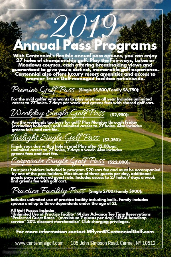 Register today for the 2019 season and play the rest of 2018 for FREE!
centennialgolf.com/annual_pass_ap….