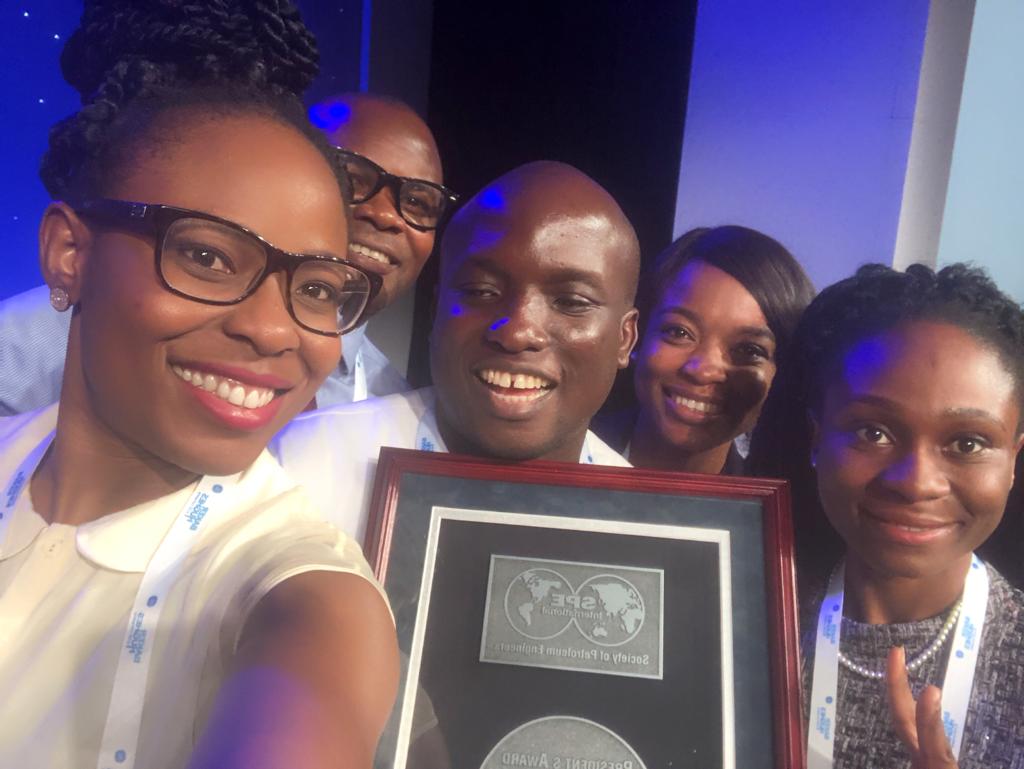 spe_lagos's tweet photo. We made it!!! @SPEtweets @SPE_NIGERIA #WeAreSPE #SPElfie @slykerryville @greatchimo @Elsieonyenma @ChinyereP_O4 #SPELagosSection #ATCE18 https://t.co/JhWgUlMdbC