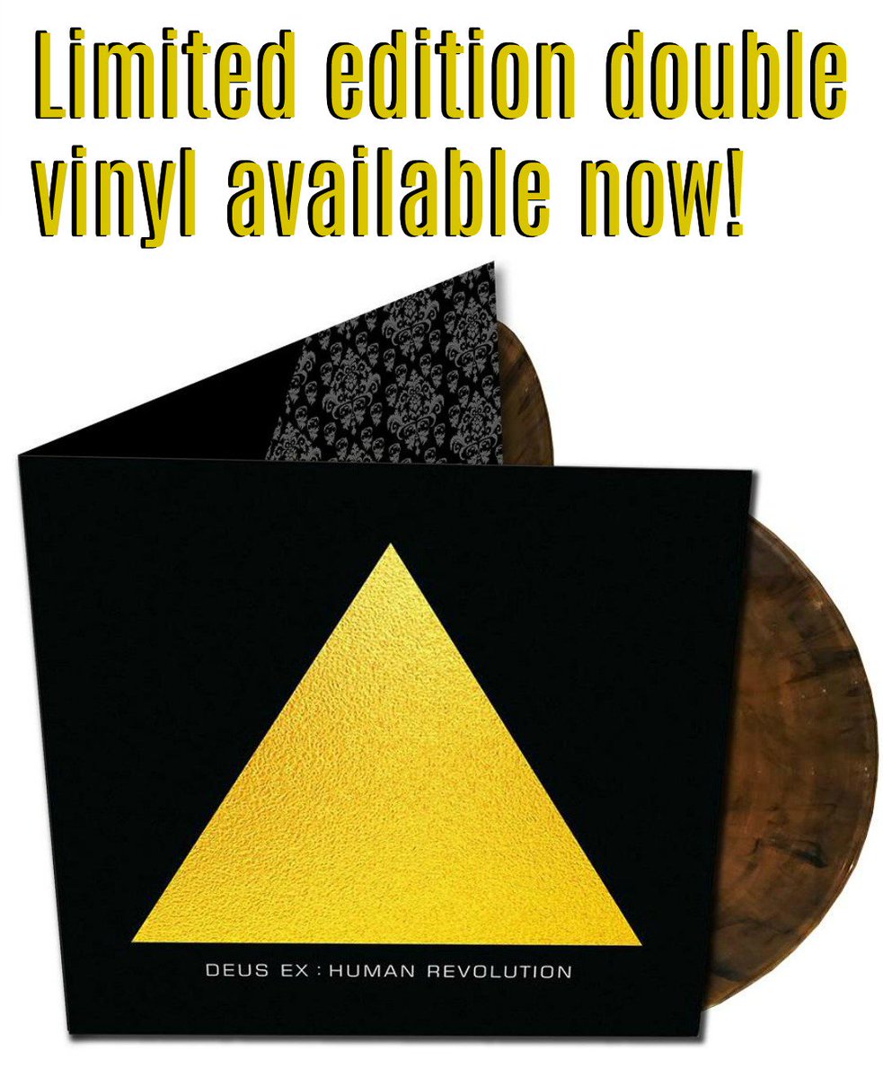 SumthingDigital's tweet image. Deus Ex: Human Revolution limited edition double vinyl release is presented in a specially designed gold foil inlay album cover and gold colored vinyl, and features two bonus tracks. Available at our new store: shop.sumthing.com/products/deus-… #videogamemusic #videogames #vgmwax #vinyl