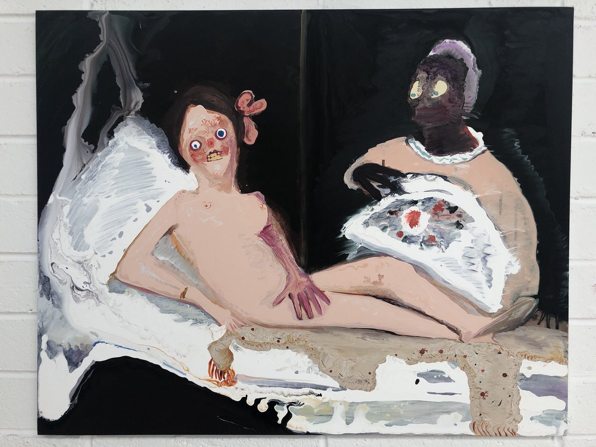 genievefiggis's tweet photo. Check out my show over at @halfgallery New York
The show is titled #FlatEarth
And this is my rendition of #Manets “Olympia”☘️ https://t.co/a9xPD88Axd