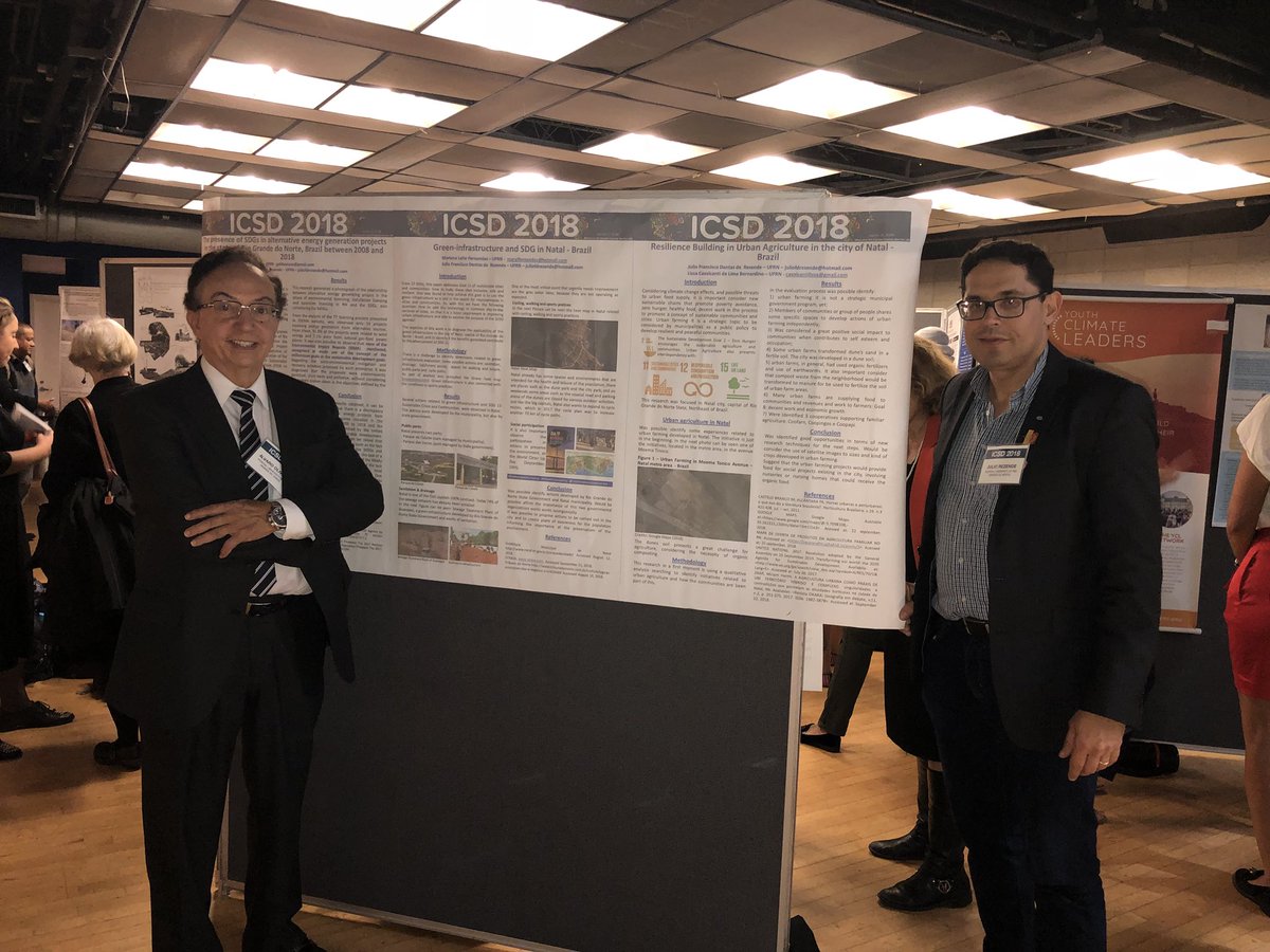 JulioFDRezende's tweet photo. Apresentação de posters no #ICsd2018 sobre a #FAPERN, #OABRN, infraestutura verde, Objetivos do Desenvolvimento Sustentavel- #ODS e #AgriculturaUrbana.Trabalho em coautoria com prof. João Maria (presidente da FAPERN)e com alunos de pós-graduação de engenharia da produção da #UFRN https://t.co/dwQ8o5ZVoG