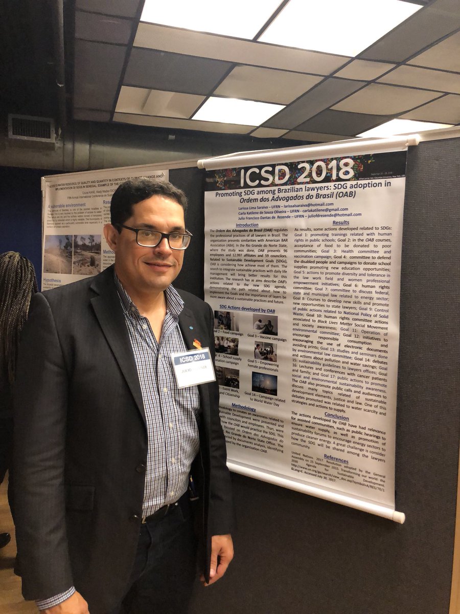 JulioFDRezende's tweet photo. Apresentação de posters no #ICsd2018 sobre a #FAPERN, #OABRN, infraestutura verde, Objetivos do Desenvolvimento Sustentavel- #ODS e #AgriculturaUrbana.Trabalho em coautoria com prof. João Maria (presidente da FAPERN)e com alunos de pós-graduação de engenharia da produção da #UFRN https://t.co/dwQ8o5ZVoG