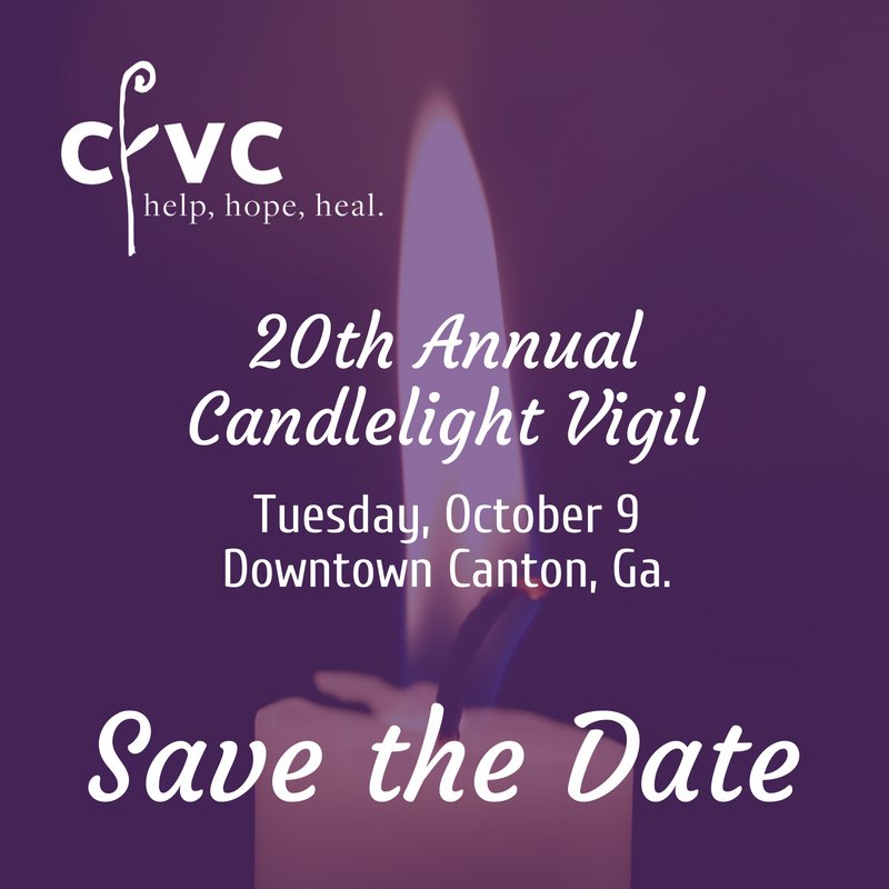 CFVCinfo's tweet photo. Make plans to attend the 20th Annual Domestic Violence Candlelight Vigil - Oct. 9, at 7 p.m. Join us at the gazebo in @DowntownCantonGA to light a candle in remembrance of lives lost to domestic violence. #rememberance #candlelightvigil #CFVC #HelpHopeHeal #EndDomesticViolence https://t.co/5Y1AKASzwy