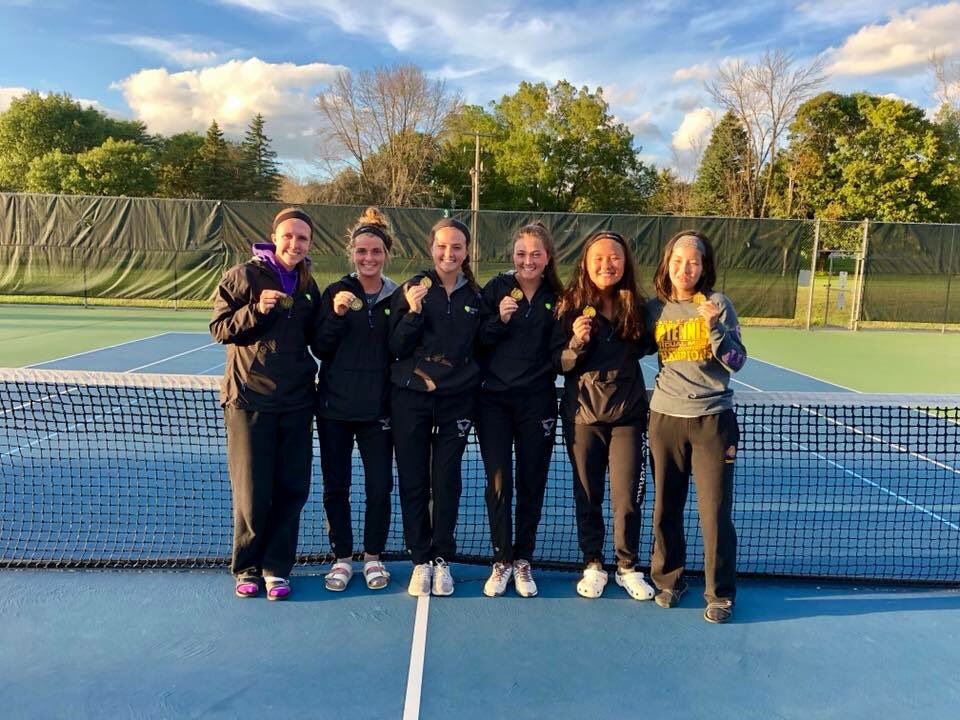 For the 3rd consecutive year Ike tennis took the CONFERENCE TOURNAMENT CHAMPIONSHIP ending with 5 gold medals and 2 silver medals. Exceptional day for our girls but we are not done yet💜🎾💛 #Iketennis #OTS #Grind
