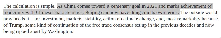jichanglulu's tweet photo. @geoff_p_wade @peter_dutton @JohnHemmings2 Did Brown (presumably a native English speaker) write this himself? “As China comes toward it centenary goal in 2021 and marks achievement of modernity with Chinese characteristics...” Very stable genius! https://t.co/SZtkfEAitB