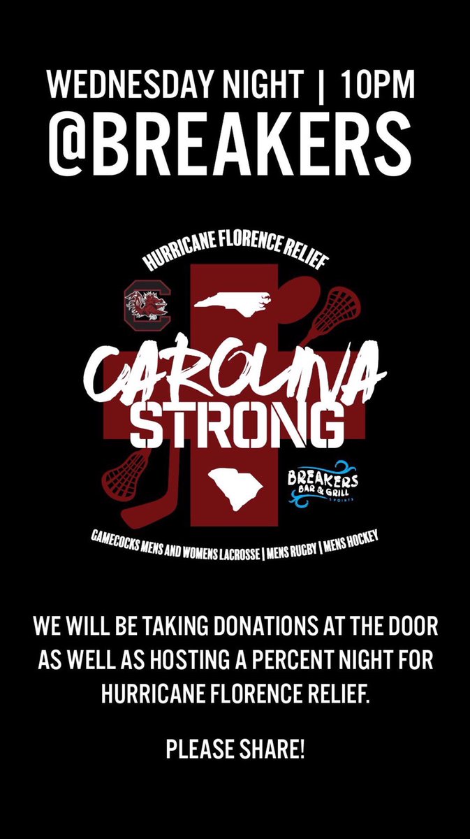DrinkingTicket's tweet image. Tonight at @BreakerBarGrill @BreakersLive: Come support a great event with a percentage of sales going to Hurricane Florence Relief!