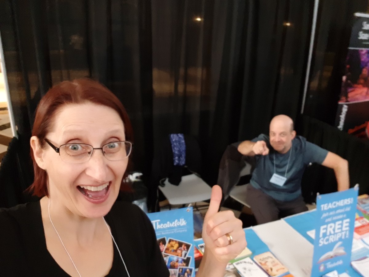theatrefolk's tweet photo. After a whirlwind travel day we're ready to go at TETA. The theme of the conference is "why be normal?" Craig is ready to answer the call....#theatrefest #texaseducationaltheatreassociation #tetatx #teta2018 @TETATX https://t.co/CuWfDGo9Pc