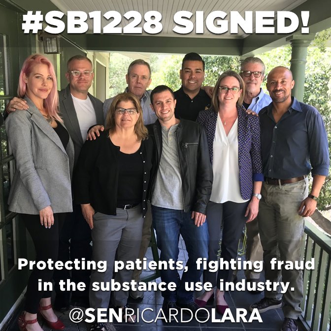 ICRicardoLara's tweet photo. Signed! #SB1228 bans patient brokering to protect those in recovery from fraud and abuse. https://t.co/YujZdRKanC https://t.co/MmdRO6svDN