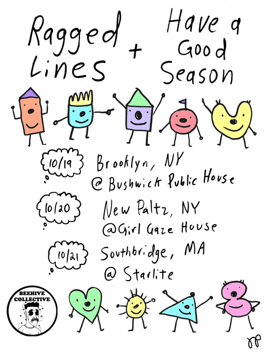Hello we’re back. Heading out on this weekender with <a href="/Ragged_Lines/">Ragged Lines</a> next month. Big ups <a href="/beehivecoll_nj/">Beehive Collective</a> See you soon 🐝 flier by: @boy_oh_boy_art
