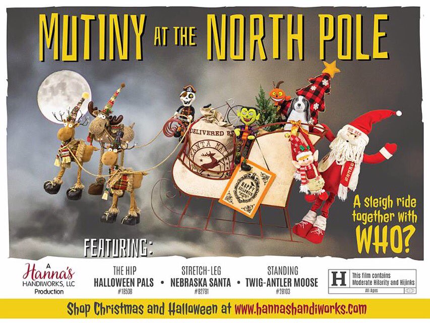 hannashandiwork's tweet photo. Mutiny at the North Pole | A sleigh ride together with WHO? #hannashandiworks #wholesale #wholesalechristmas #wholesaleplush #wholesalehalloween https://t.co/M6kU8eZlFi