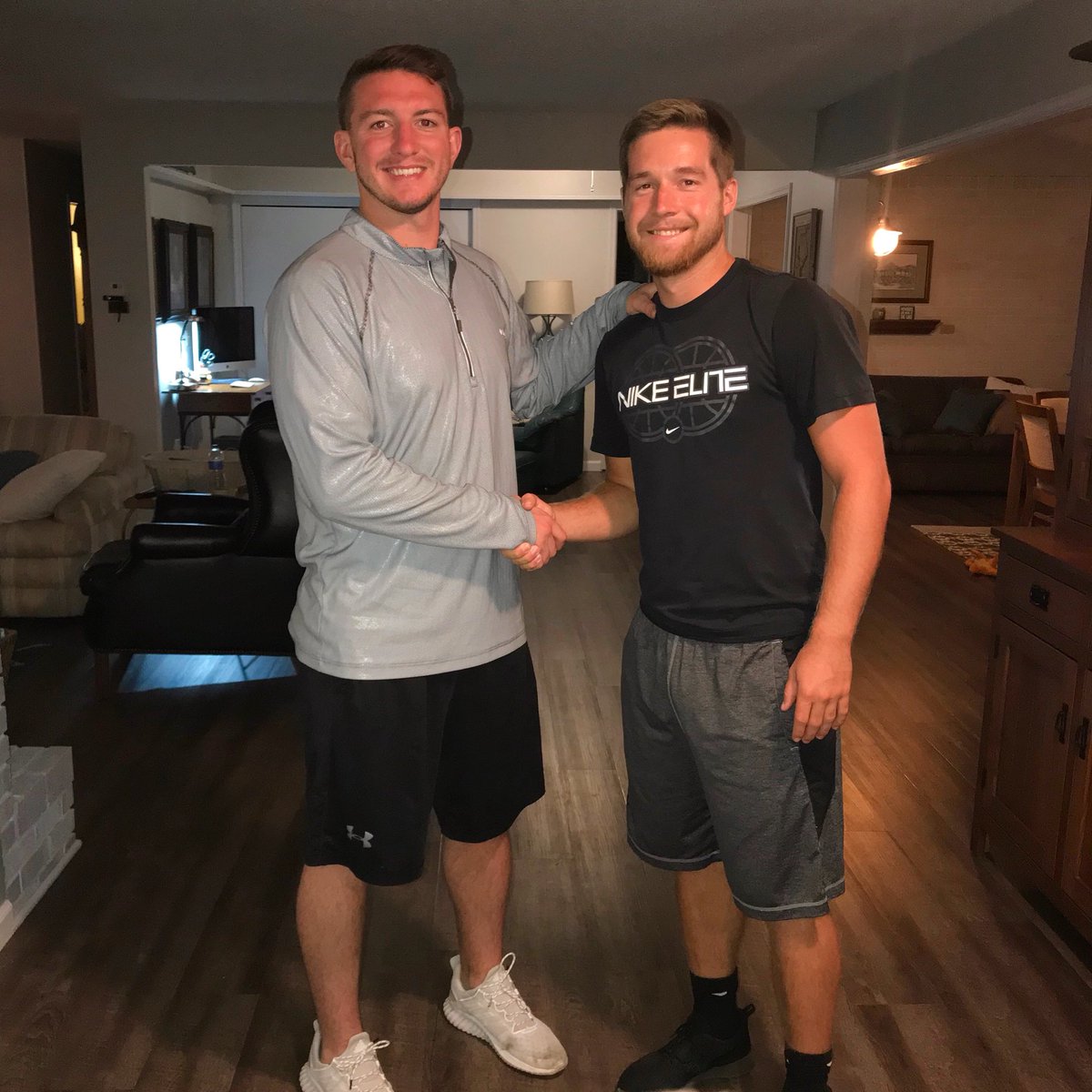 Dr_Fleck's tweet photo. Great seeing my guy QD3 this weekend. We came to an agreement (picture shown) that even though he never won a basketball sectional in high school, we can still be friends. What a time to be alive! #QD3 #CastonComets #TylerZeller #PutEmBackInTheCage https://t.co/KVdAVDjPte