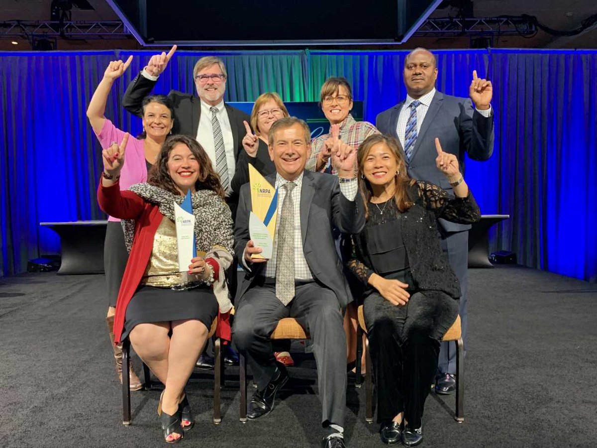 lacountyparks's tweet photo. Our Exec Team celebrates the selection of our Department as the winner of the “Best in Innovation” award from @NRPA for our #ParksAfterDark program that improved the lives in communities across @CountyofLA. A big thanks to all who supported and voted for us! #parksmakelifebetter https://t.co/9AzGz1TQJV