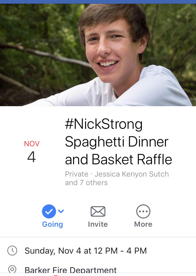 ThatkidAustin29's tweet photo. Everybody come and support Nick. RT to get the word out Barker Fire Hall November 4th 12-4 #TeamNick #FUCKCANCER https://t.co/A31tGs5xaJ